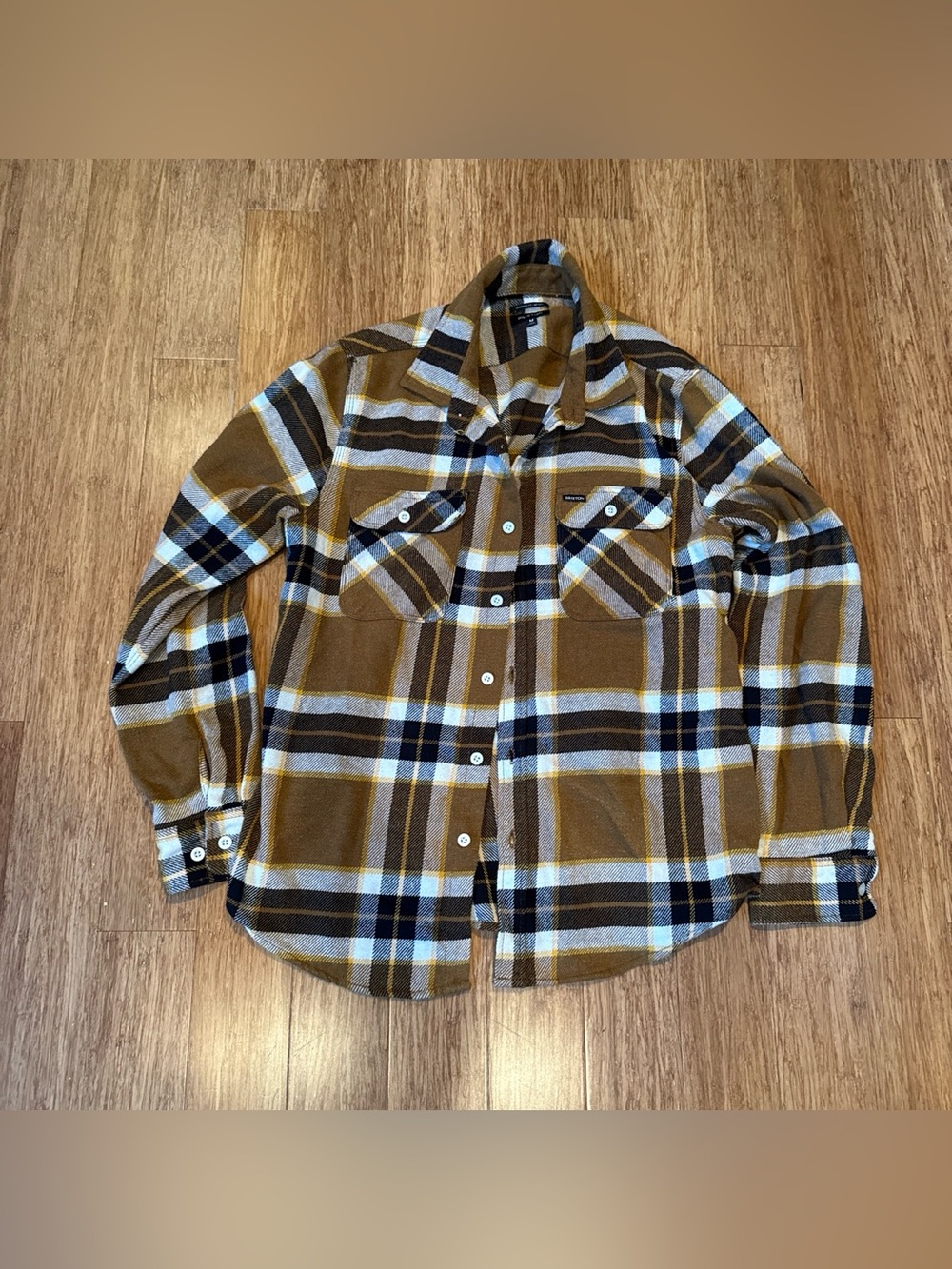 Brixton Men's Brown Plaid Button-Up Shirt medium